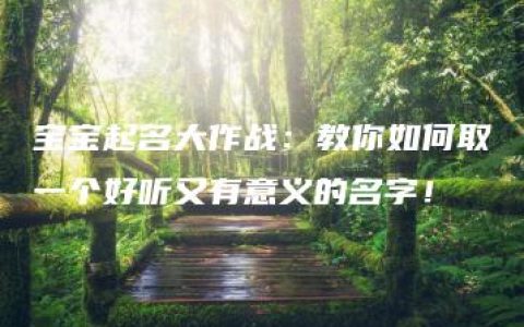 宝宝起名大作战：教你如何取一个好听又有意义的名字！