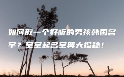 如何取一个好听的男孩韩国名字？宝宝起名宝典大揭秘！