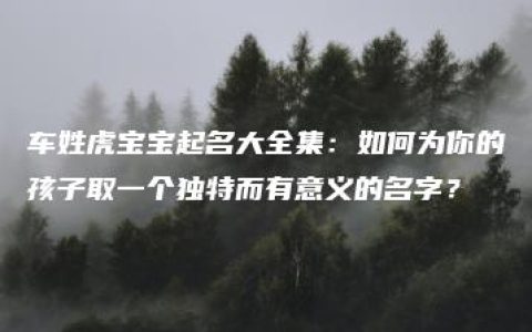 车姓虎宝宝起名大全集：如何为你的孩子取一个独特而有意义的名字？