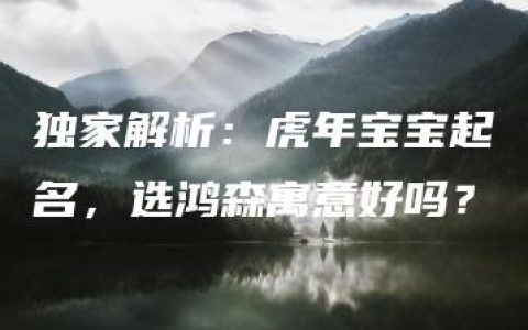 独家解析：虎年宝宝起名，选鸿森寓意好吗？