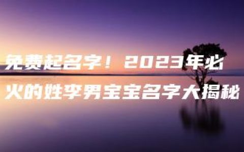 免费起名字！2023年必火的姓李男宝宝名字大揭秘