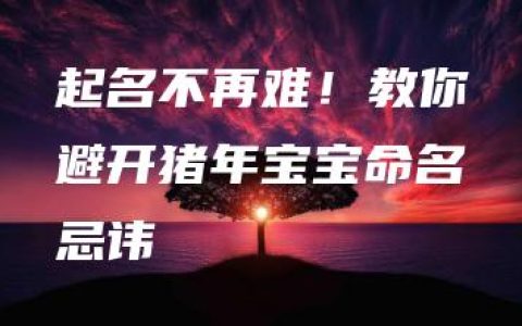 起名不再难！教你避开猪年宝宝命名忌讳