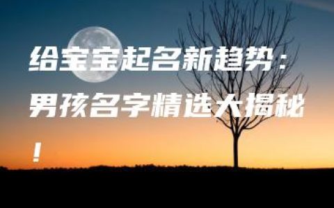 给宝宝起名新趋势：男孩名字精选大揭秘！