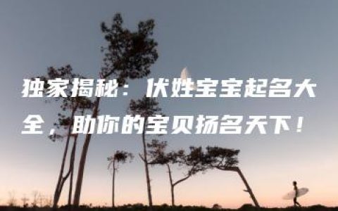 独家揭秘：伏姓宝宝起名大全，助你的宝贝扬名天下！