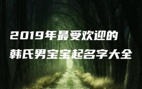 2019年最受欢迎的韩氏男宝宝起名字大全