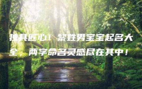 独具匠心！黎姓男宝宝起名大全，两字命名灵感尽在其中！