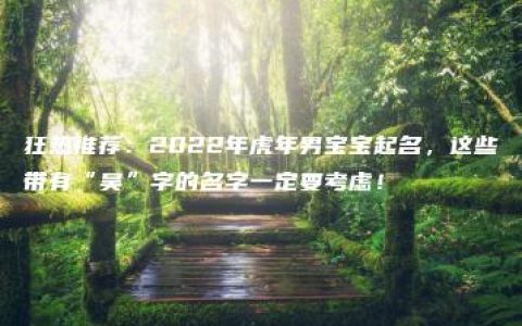 狂热推荐：2022年虎年男宝宝起名，这些带有“昊”字的名字一定要考虑！