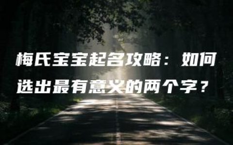 梅氏宝宝起名攻略：如何选出最有意义的两个字？