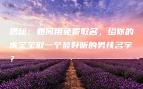 揭秘：如何用免费取名，给你的虎宝宝取一个最好听的男孩名字？