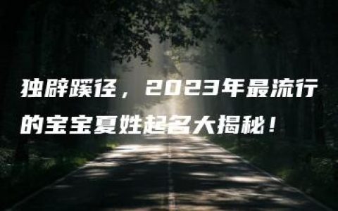 独辟蹊径，2023年最流行的宝宝夏姓起名大揭秘！