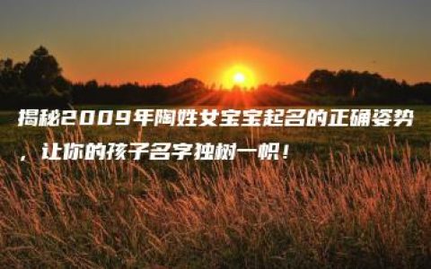 揭秘2009年陶姓女宝宝起名的正确姿势，让你的孩子名字独树一帜！