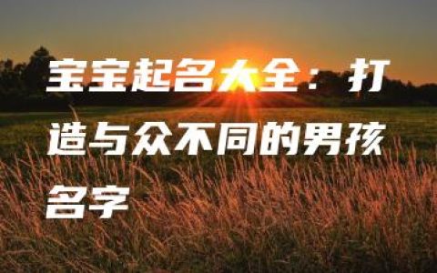 宝宝起名大全：打造与众不同的男孩名字