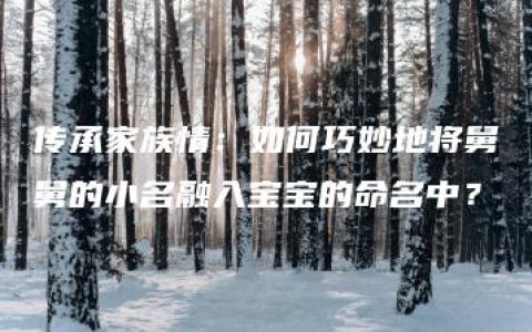 传承家族情：如何巧妙地将舅舅的小名融入宝宝的命名中？