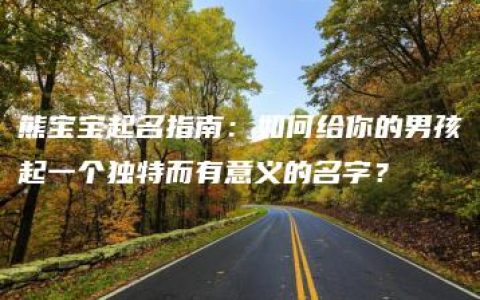 熊宝宝起名指南：如何给你的男孩起一个独特而有意义的名字？