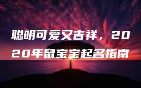 聪明可爱又吉祥，2020年鼠宝宝起名指南