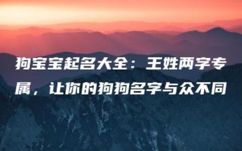 狗宝宝起名大全：王姓两字专属，让你的狗狗名字与众不同