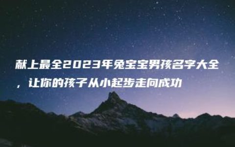 献上最全2023年兔宝宝男孩名字大全，让你的孩子从小起步走向成功