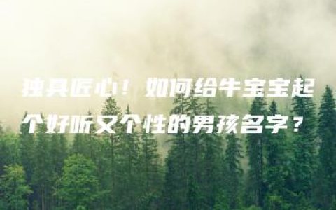 独具匠心！如何给牛宝宝起个好听又个性的男孩名字？