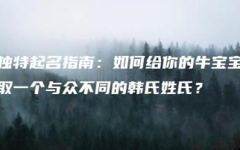 独特起名指南：如何给你的牛宝宝取一个与众不同的韩氏姓氏？