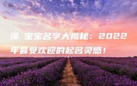 泽燊宝宝名字大揭秘：2022年最受欢迎的起名灵感！