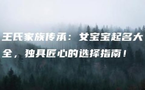 王氏家族传承：女宝宝起名大全，独具匠心的选择指南！