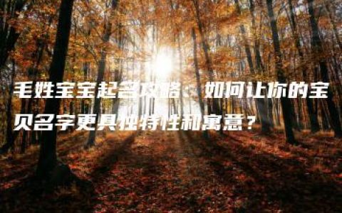 毛姓宝宝起名攻略：如何让你的宝贝名字更具独特性和寓意？