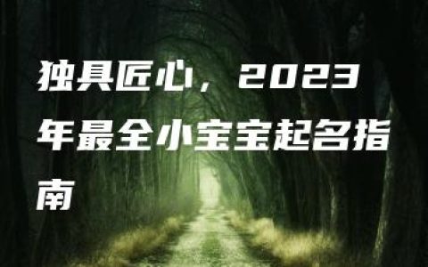 独具匠心，2023年最全小宝宝起名指南