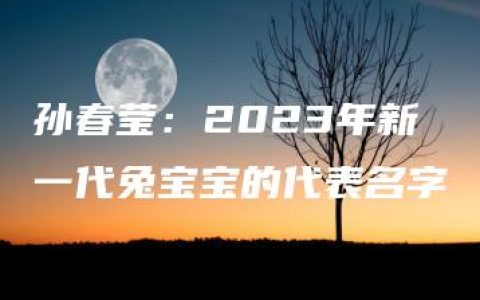 孙春莹：2023年新一代兔宝宝的代表名字