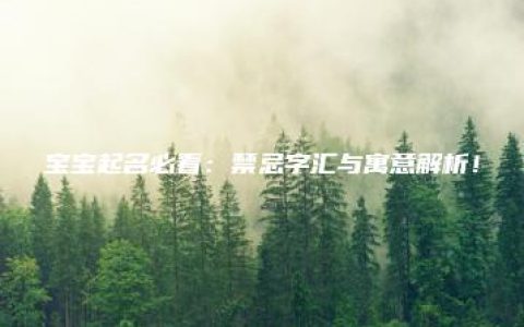 宝宝起名必看：禁忌字汇与寓意解析！