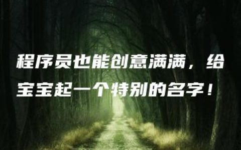 程序员也能创意满满，给宝宝起一个特别的名字！