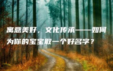 寓意美好，文化传承——如何为你的宝宝取一个好名字？