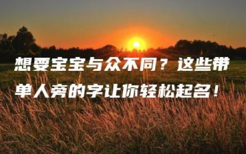 想要宝宝与众不同？这些带单人旁的字让你轻松起名！