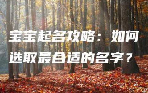 宝宝起名攻略：如何选取最合适的名字？