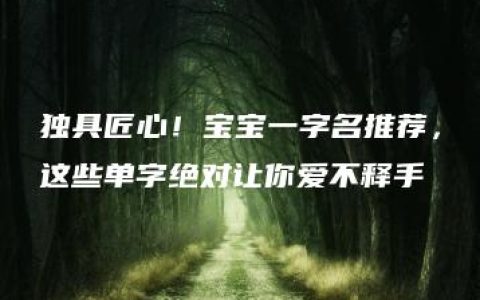 独具匠心！宝宝一字名推荐，这些单字绝对让你爱不释手