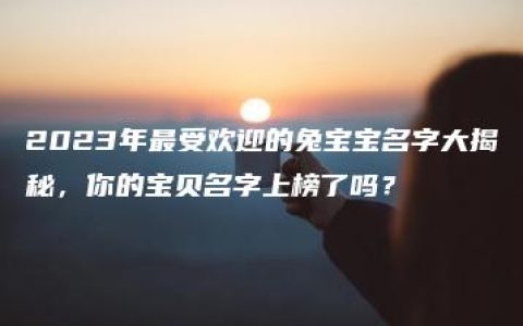 2023年最受欢迎的兔宝宝名字大揭秘，你的宝贝名字上榜了吗？