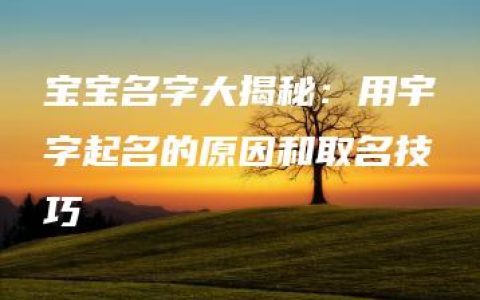 宝宝名字大揭秘：用宇字起名的原因和取名技巧