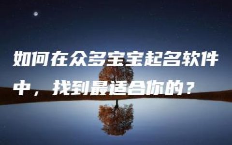 如何在众多宝宝起名软件中，找到最适合你的？