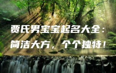 贾氏男宝宝起名大全：简洁大方，个个独特！