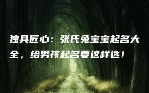 独具匠心：张氏兔宝宝起名大全，给男孩起名要这样选！