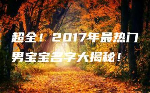 超全！2017年最热门男宝宝名字大揭秘！