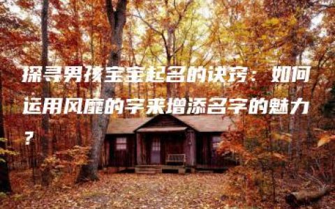 探寻男孩宝宝起名的诀窍：如何运用风靡的字来增添名字的魅力？