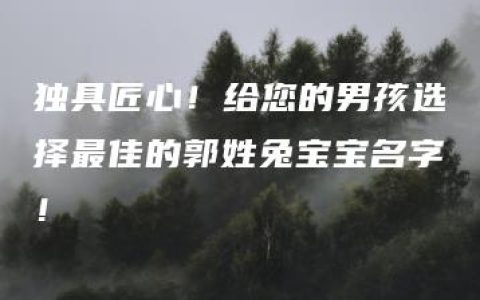 独具匠心！给您的男孩选择最佳的郭姓兔宝宝名字！