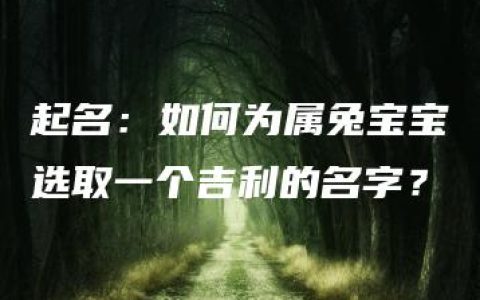 起名：如何为属兔宝宝选取一个吉利的名字？