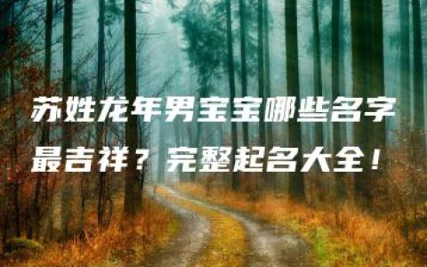 苏姓龙年男宝宝哪些名字最吉祥？完整起名大全！