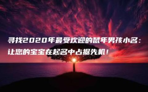 寻找2020年最受欢迎的鼠年男孩小名：让您的宝宝在起名中占据先机！