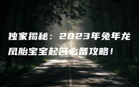 独家揭秘：2023年兔年龙凤胎宝宝起名必备攻略！