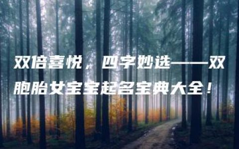 双倍喜悦，四字妙选——双胞胎女宝宝起名宝典大全！