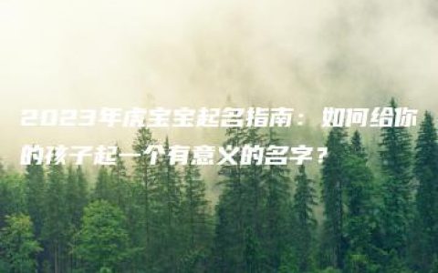 2023年虎宝宝起名指南：如何给你的孩子起一个有意义的名字？