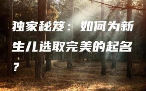 独家秘笈：如何为新生儿选取完美的起名？