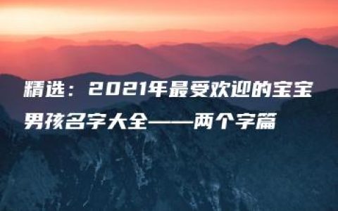 精选：2021年最受欢迎的宝宝男孩名字大全——两个字篇